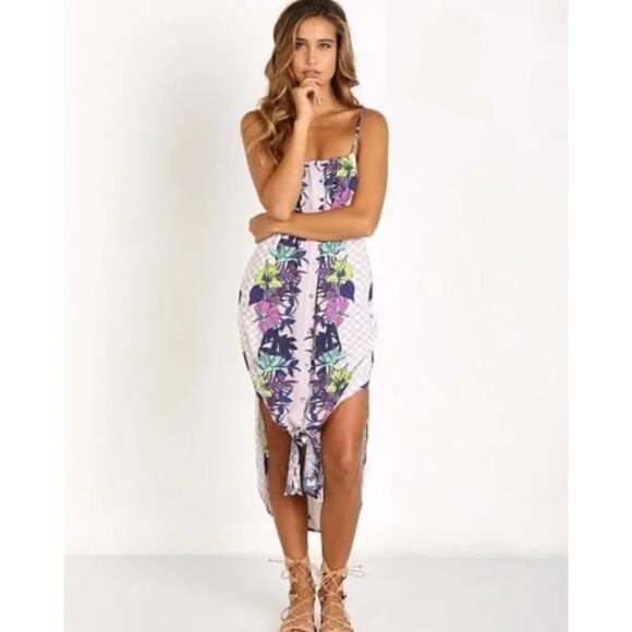 Mara Hoffman Dress Women Small Jardin Button Front Midi Colorful Tropical Floral - Picture 1 of 10